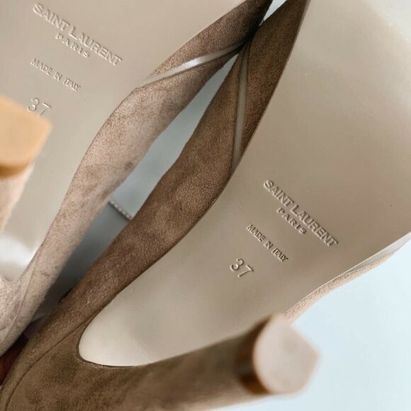 NEW YSL Saint Laurent Tribute Lace Up Platform Sandals in Taupe Suede Size 7 - Picture 7 of 7